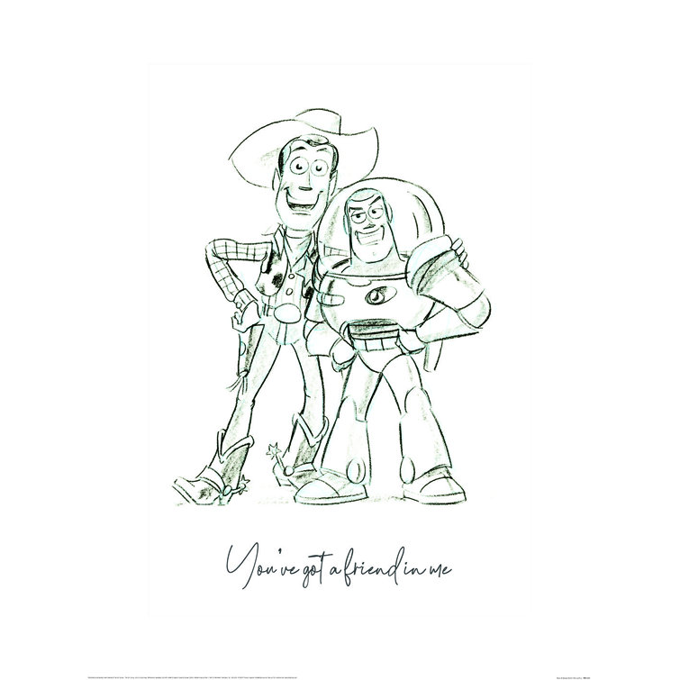 Disney Toy Story (Buzz and Woody Sketch) Paper Print | Wayfair.co.uk